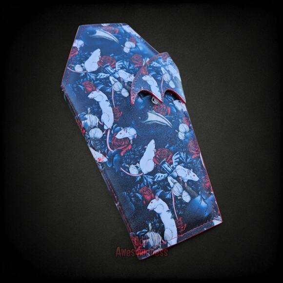 Coffin Wallet Plague Doctor Roses Rats Bifold Vinyl Halloween Goth Scene Emo Alt - Picture 6 of 7